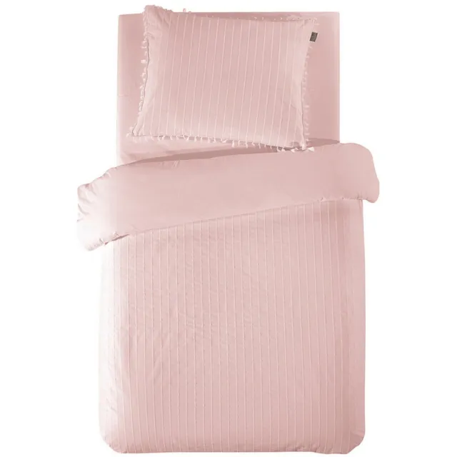 LINNICK Dekbedovertrek Katoen Renforcé Estina - Light Pink - Dekbedovertrek 140x200/220cm - 100% Katoen - Eenpersoons - Dekbedovertrekken - Effen Dekbedovertrek Estina roze