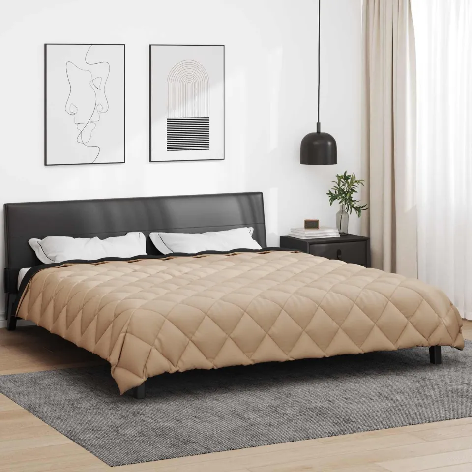 vidaXL Winter Dekbed 200 x 200 cm 450 gsm Microvezel Zwart en Taupe, foto 4
