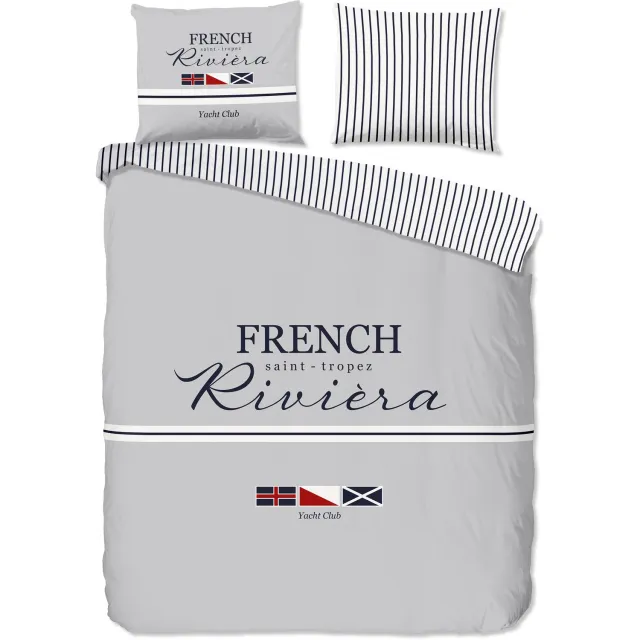 Pure dekbedovertrek franse riviera / maritiem - 2 persoons 200x200/220 cm - Grijs - Microvezel Grey