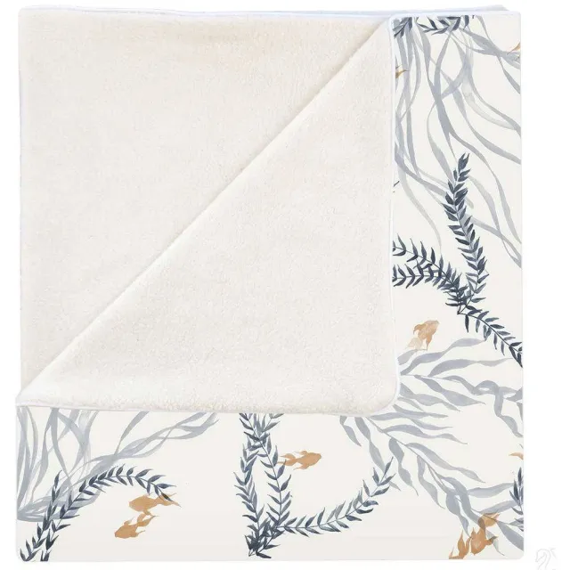 Yumi Baby wiegdeken Fish wit Wit/blauw/oranje