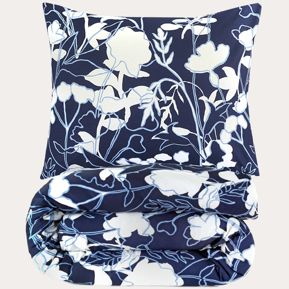 NOUS Living katoenen dekbedovertrek donkerblauw blauw, foto 3