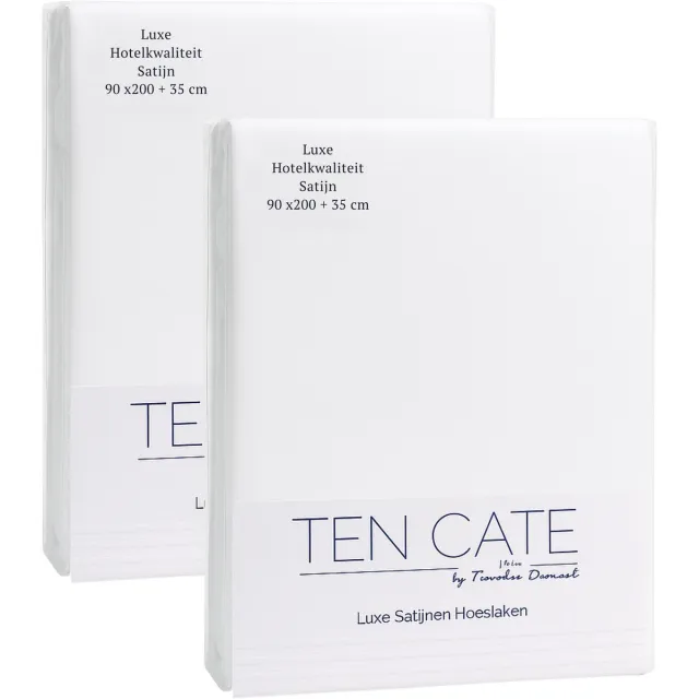 Ten Cate Hoeslaken - Hoeslaken 90x200 - Katoensatijn - Hoeslakens - Geschikt voor boxspring en matras - Hoekhoogte 35cm - Elastiek Rondom - Strijkvrij - Wit