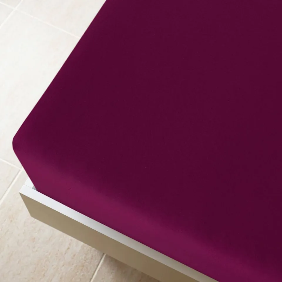 vidaXL Hoeslaken jersey 160x200 cm katoen bordeauxrood, foto 4