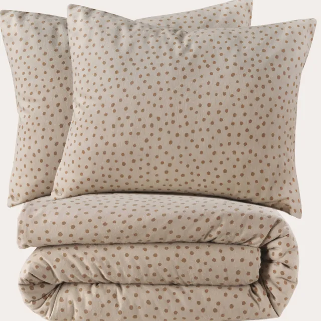 NOUS Living flanellen 2-persoons dekbedovertrek met stippen 200x220 cm - beige