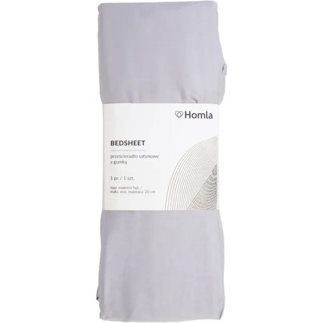 Homla Bed Sheet - 140x200 cm - Grey Satin