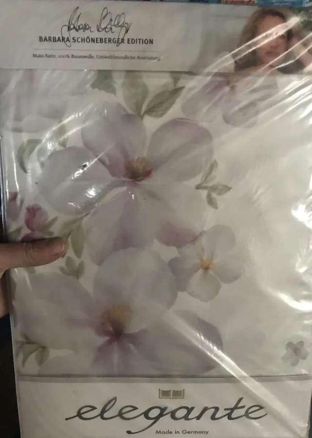 Elegant Hoogwaardig beddengoed mako-satin van Barbar Schöneberger 155/220 gebloemd wit