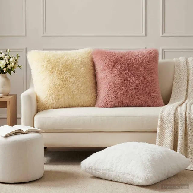 vidaXL Kussensloop 2 st HEERLEN Crèmekleurig 60 x 60 cm PV Fleece
