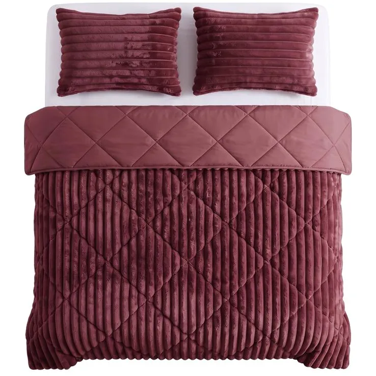 Zensation Lazy all-in-one dekbed ribstof - bordeaux Bordeauxrood