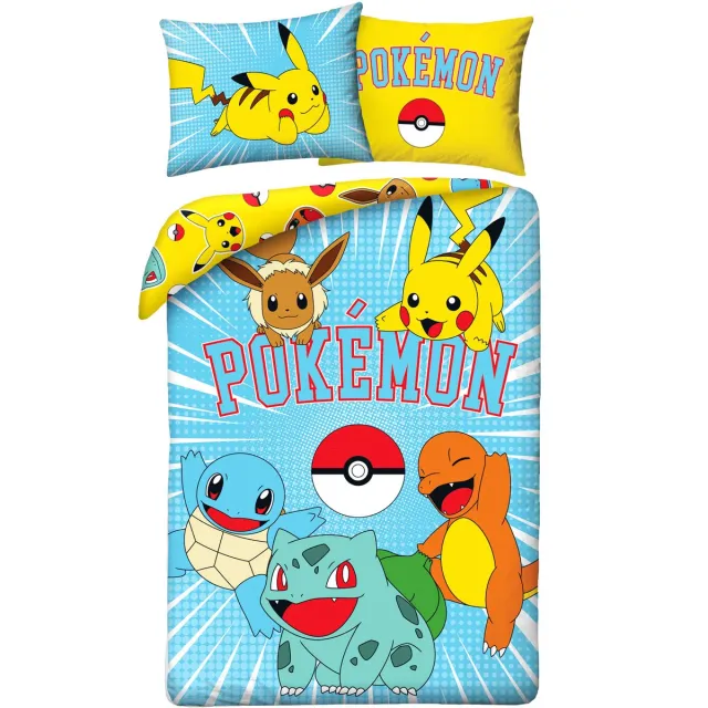 Pokémon Dekbedovertrek Power Ball - 140 x 200 cm + 70 x 90 cm - Katoen Blauw