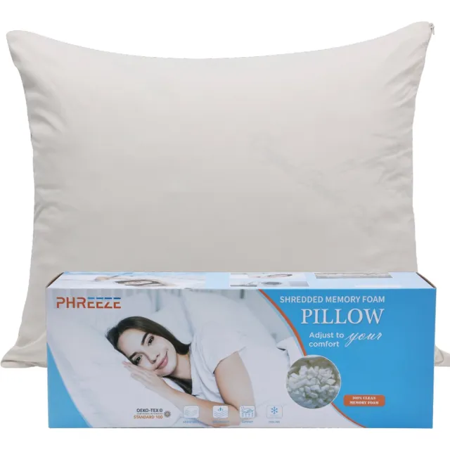 Phreeze Slaapkussen - Hoofdkussen 60x70 - Voor Zijslaper, Buikslaper & Rugslaper - Optimale Drukverdeling - Aanpasbaar & Verstelbaar - Met Blauwe Traagschuim Beige