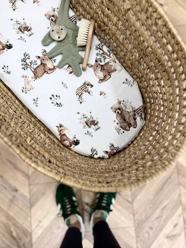 Sroka białoboka Hoeslaken Kinderwieg 90x40cm Katoen Bosdieren met Elastiek