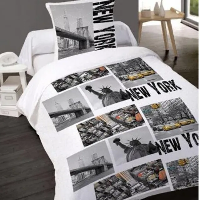 better night 1-Persoonsdekbedovertrek katoen NY Skyline 140x200 met 1 kussensloop 65x65 wit