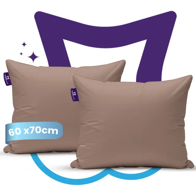 Slaapspeciaal eazydekbed Kussensloop - Essential Series - Bruin - 60x70 cm - Set van 2 - Zacht, Hypoallergeen, Ademend, Vochtregulerend, Dubbelgestikt & Onderhoudsvriendelijk