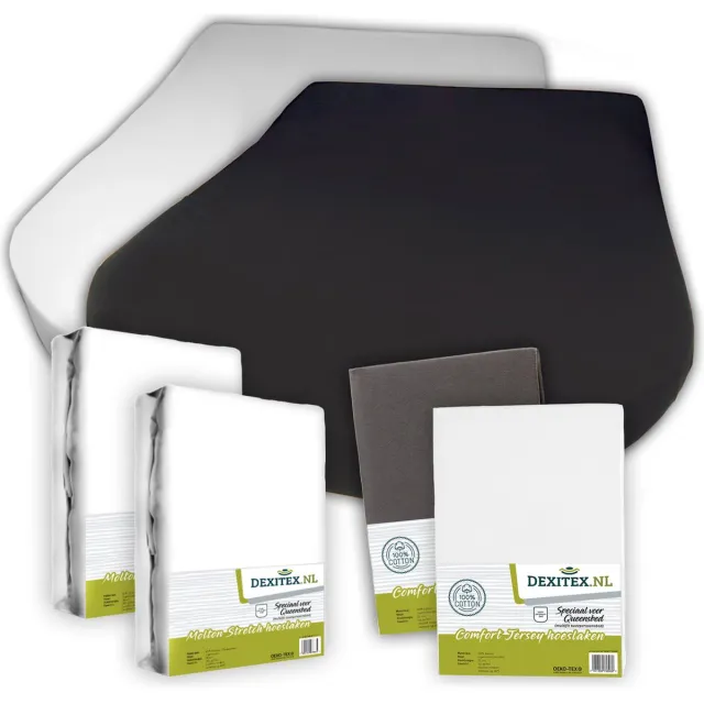dexitex Jersey & molton hoeslaken pakket Queensbed/Eilandbed 1 x Wit + 1x Antraciet