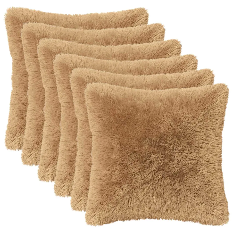 vidaXL Kussensloop 6 st HEERLEN Taupe 40 x 40 cm PV Fleece
