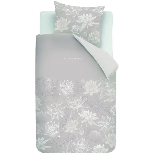 Riviera Maison gebloemd 1-persoons dekbedovertrek grijs Taupe
