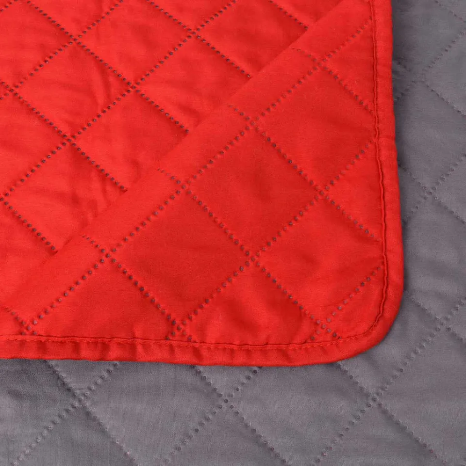 vidaXL Dubbelzijdige quilt bedsprei rood en grijs 220x240 cm, foto 4