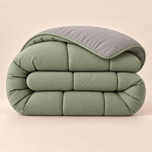 Y-not® YNOT Uni Dekbed Grijs/Groen met bies Groen - 200x200 - Tweepersoons - Dekbed Zonder Overtrek - Wasbaar Hoesloos Dekbed - 30 dagen proefslapen - Dekbed met vaste overtrek Grijis/Groen