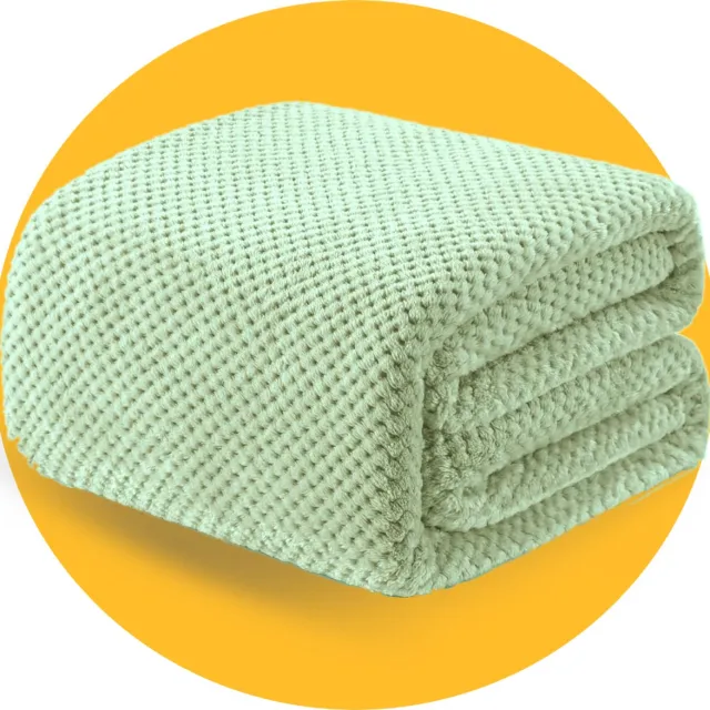 Pasper Fleece deken 150 x 200 cm - Groen - 230 GSM - Wafelstructuur voor extra warmte - Zachte plaid voor bank, bed en decoratie
