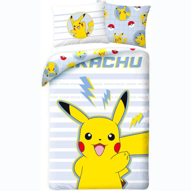 Pokémon Pikachu Dekbedovertrek stripes 140 x 200 cm Multi