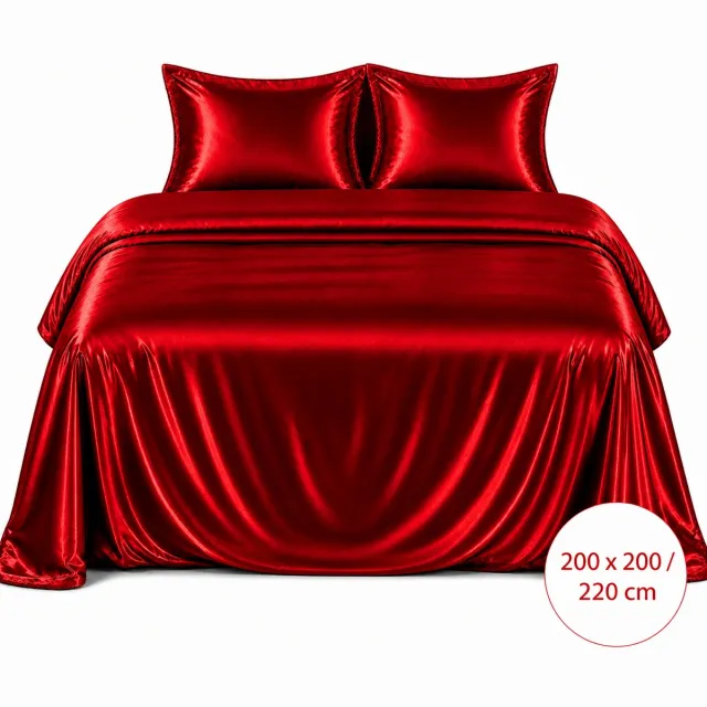 Roden Blue Satijnen Dekbedovertrek - Rood - 200x200/220 - Luxe & Koel - Zacht & Ademend - Incl. Kussenslopen