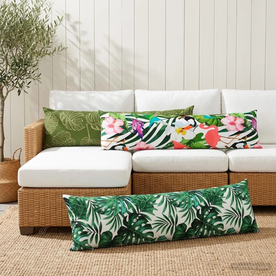 vidaXL Kussensloop 2 st HEERLEN Bladpatroon 40 x 145 cm Polyester Groen