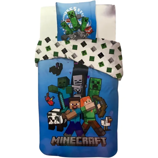 Minecraft Dekbedovertrek - Eenpersoons - 140x200cm - 100% Katoen Multi