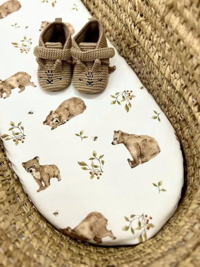 Sroka białoboka Merkloos Hoeslaken voor Kinderwagen Gondel - 77x33cm - Katoen Beige
