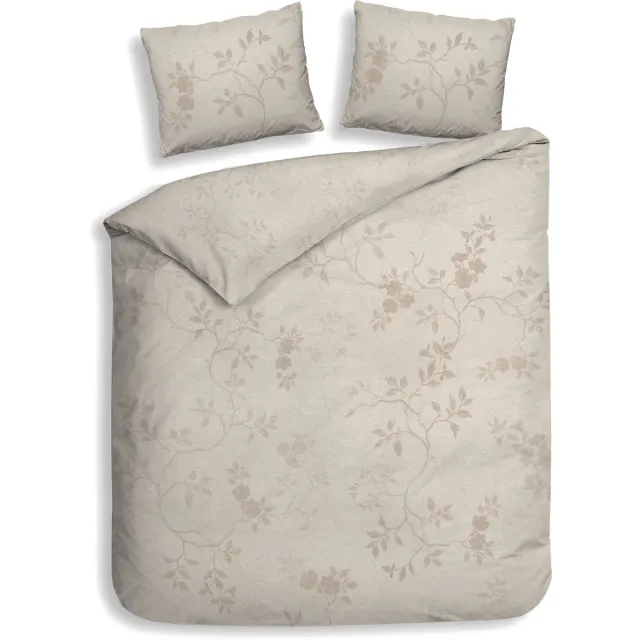 Heckettlane Dekbedovertrek Yara - Bedlinnen met Takken print - 200x200-220 cm - Tweepersoons - Beige - Dekbedovertrek van 100% Katoen-Twill