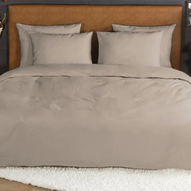 Zavelo Flanellette Effen Dekbedovertrek Zand Beige