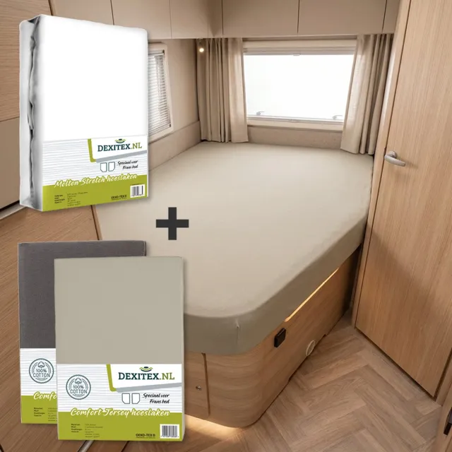 dexitex Frans bed - 1 molton met 2 hoeslakens - rechts- 1 x Zandkleur + 1 x Antraciet 1 x molton + 2 hoeslakens ( 1 x zandkleur + 1 x antraciet)