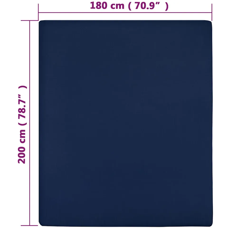 vidaXL Hoeslaken jersey 180x200 cm katoen marineblauw, foto 3