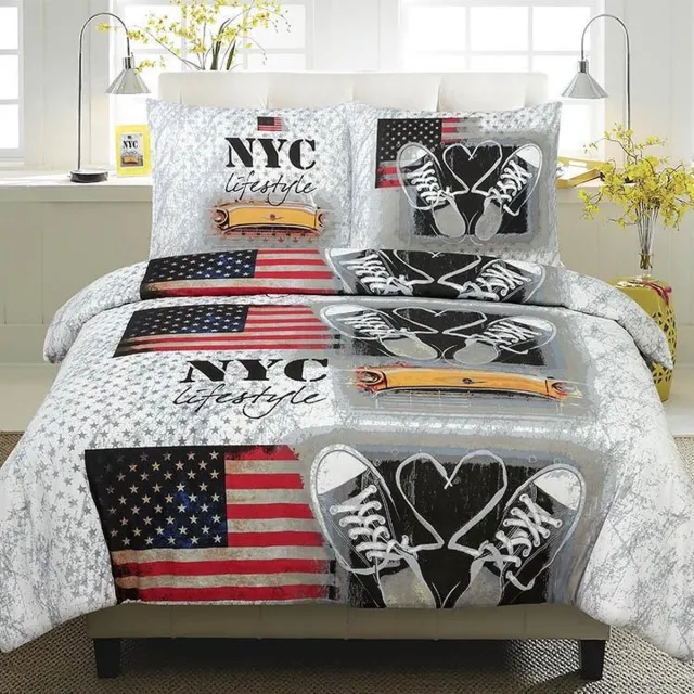 Homéé® Homéé dekbedovertrekset NYC Lifestyle - Lits-jumeaux 240x200/220cm + 2 slopen 100% katoen Bedrukt