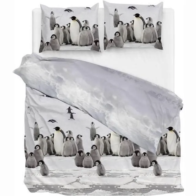 Zo! Home Pinguin - Flanel - Dekbedovertrek - 2 kussenslopen - Grey