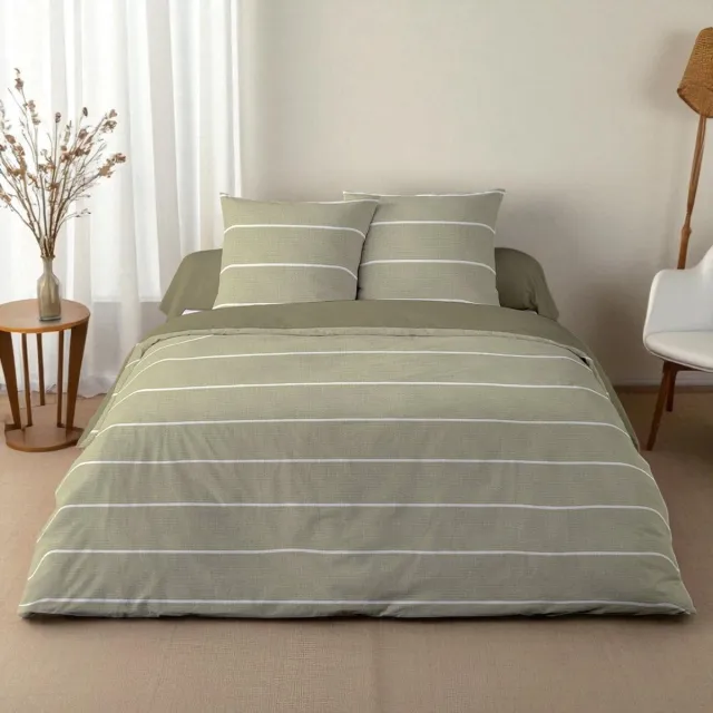bedlin Dekbedovertrek Flanel - Winter - 240 x 220 cm - Lits-Jumeaux - Amme Lin Groen