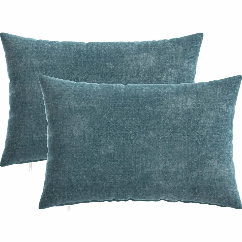 vidaXL Kussensloop 2 st HEERLEN Blauw 50 x 70 cm Chenille Stof, foto 3