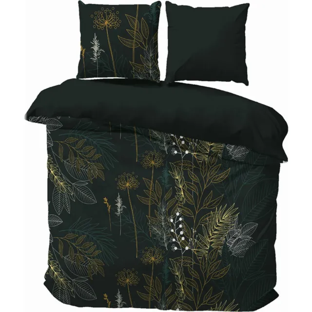 iSleep Dekbedovertrek Nel - Litsjumeaux - 240x200/220 cm - Donker Groen
