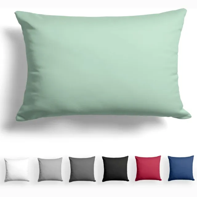 Famanu Mako satijnen kussensloop 40x60 cm groen, 100% katoen hypoallergeen met ritssluiting, ademend en wasbaar