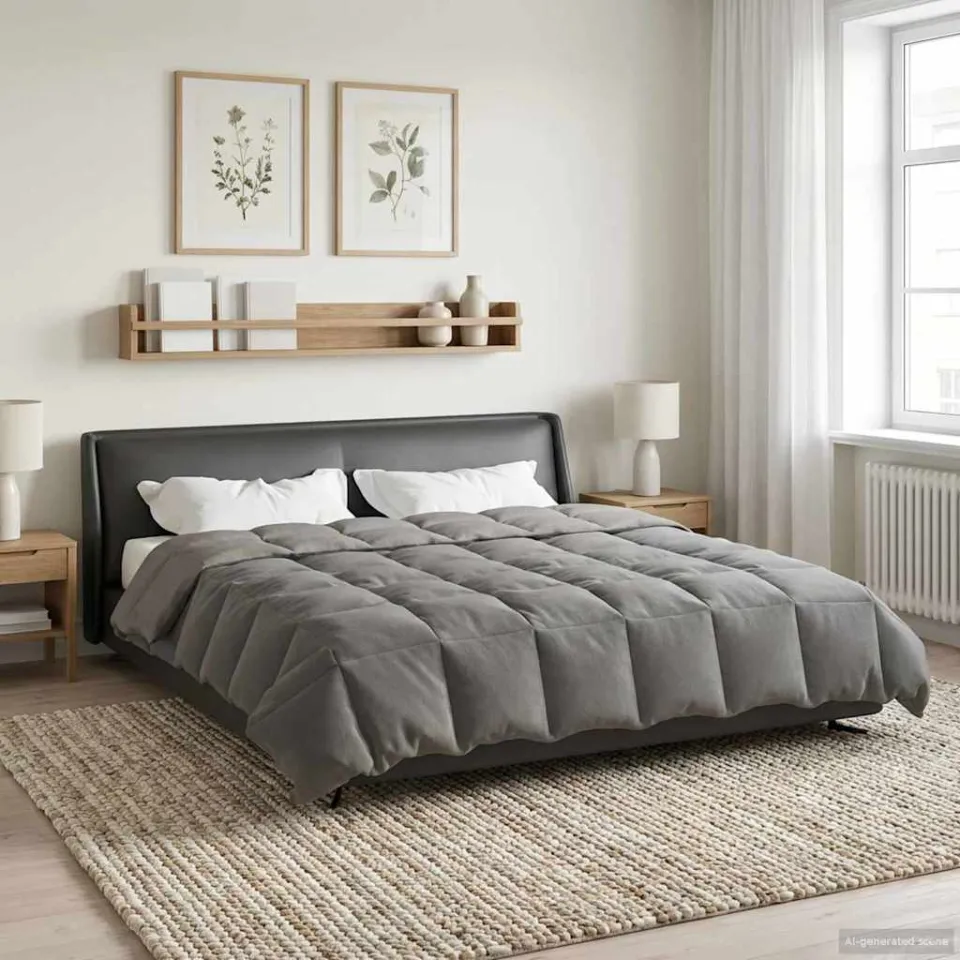 vidaXL Winter Dekbed 200 x 220 cm Winter Microfiber (100% polyester) lichtgrijs, foto 4