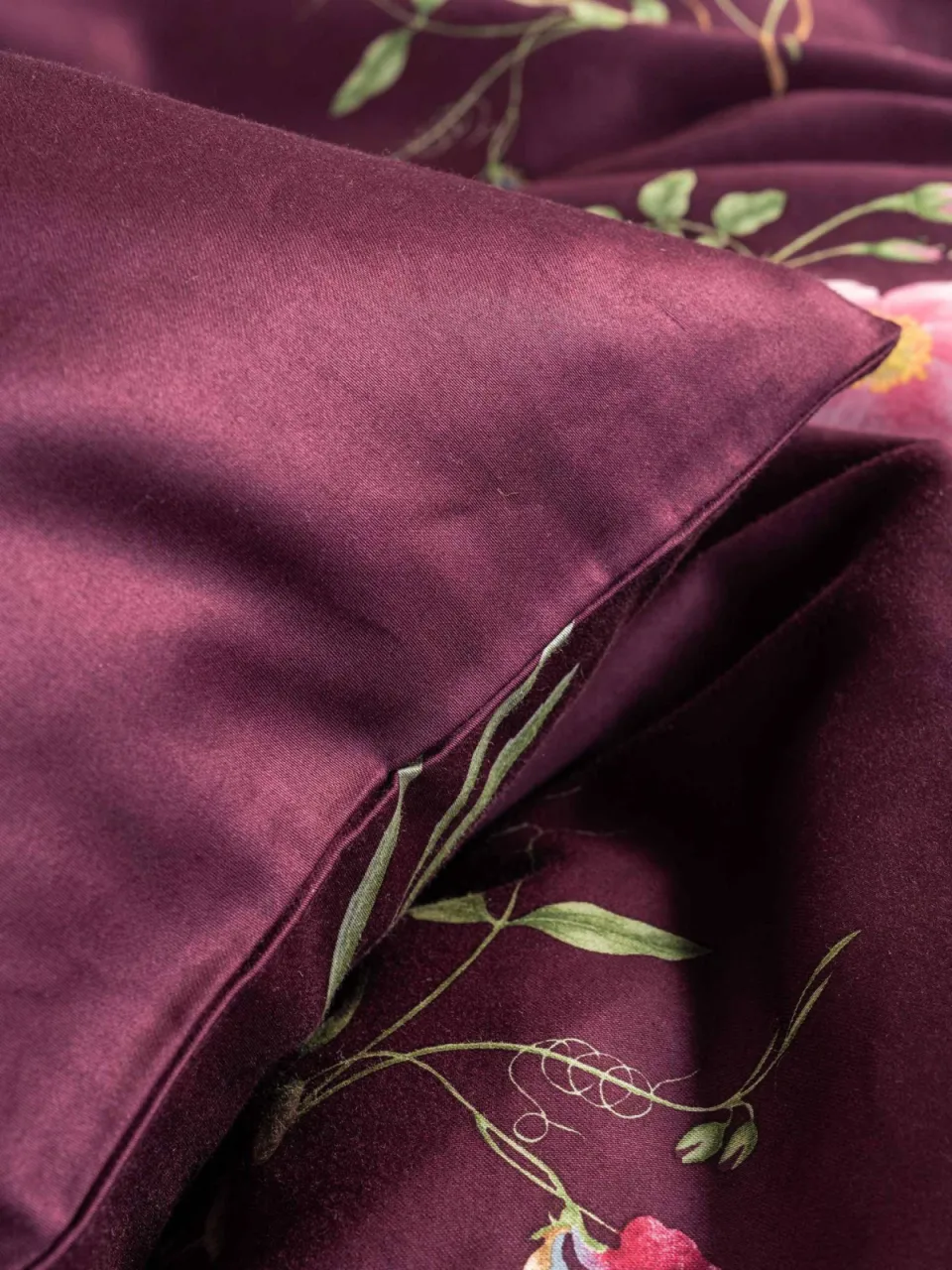 Essenza Maren katoen satijnen dekbedovertrek mauve wine, foto 7