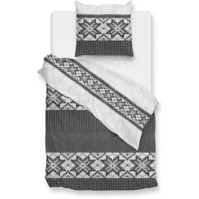 Zohome Anika Dekbedovertrek - Grijs - Dekbedhoes van 100% Katoen-Flanel - Winter - 1 sloop 60/70 cm - AW25 Anika Grey