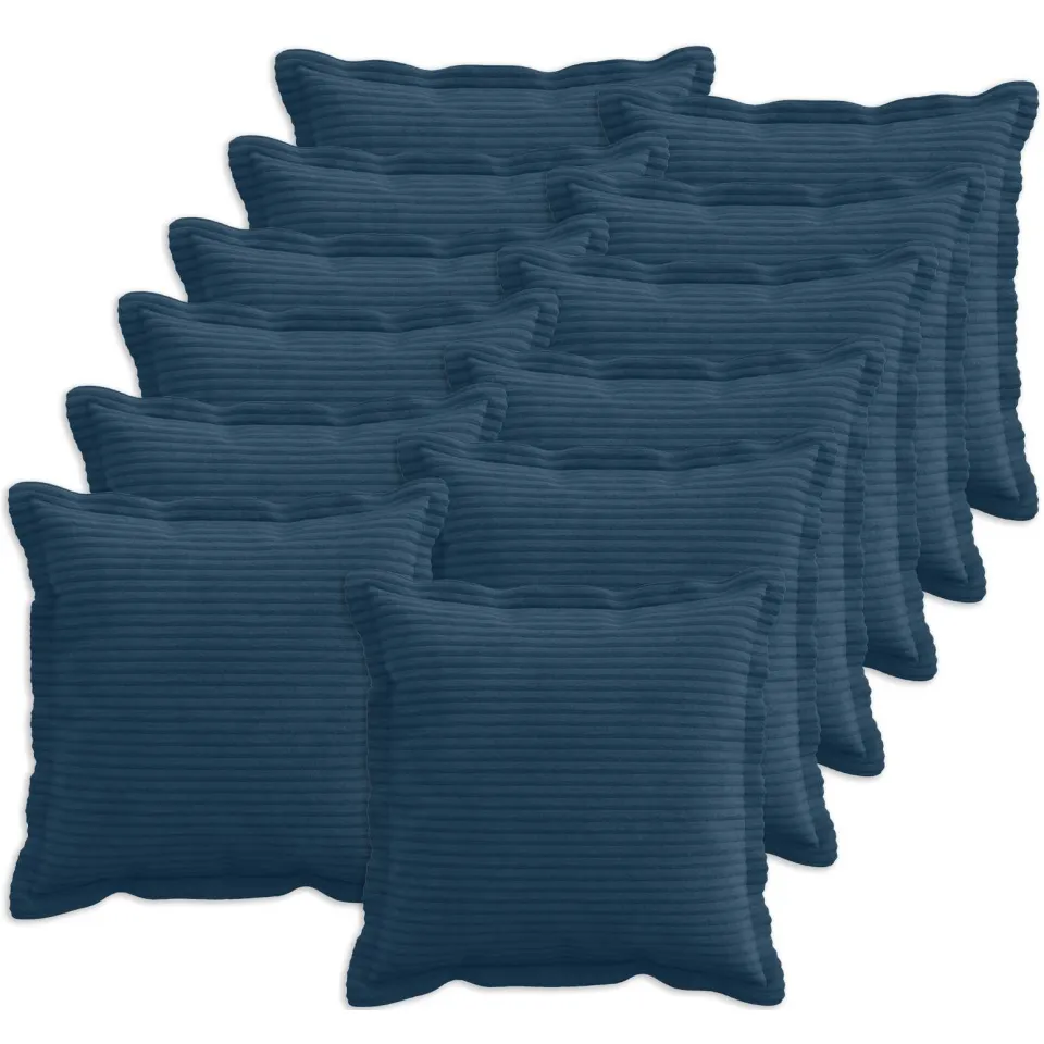 vidaXL Kussensloop 12 st HOUTEN Marineblauw 50 x 50 cm corduroy, foto 3