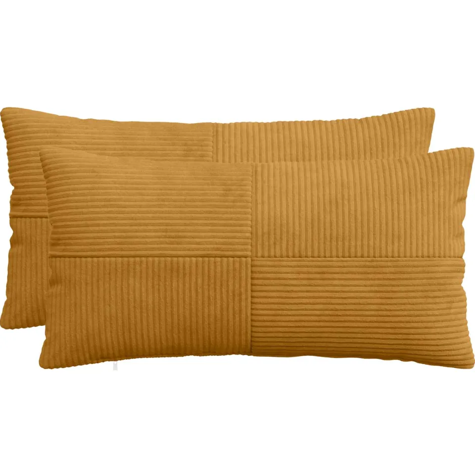 vidaXL Kussensloop 2 st ALMELO Geel 40 x 70 cm corduroy