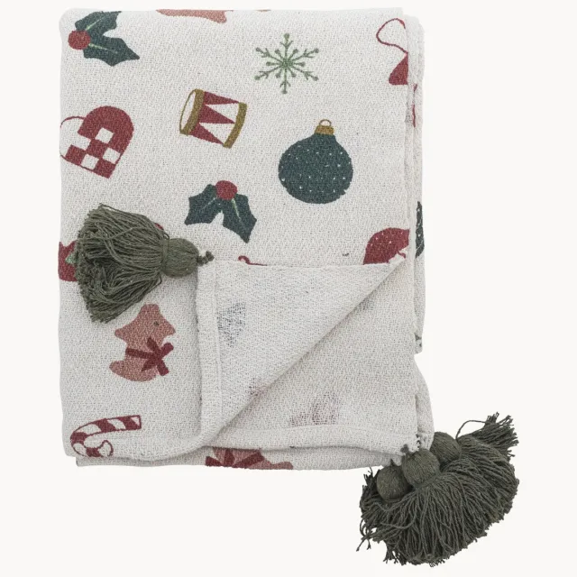 Bloomingville Plaid Yule met franjes Kleurrijk