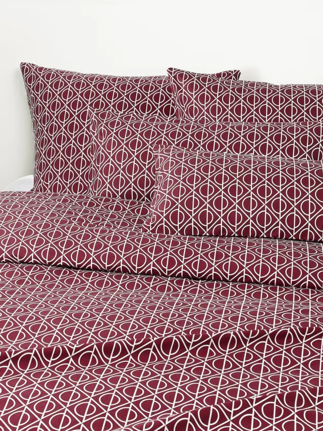 Westwing Collection Katoenen dekbedovertrek Jella met geometrische print rood