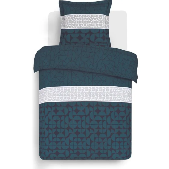VISION home VISION Basile Dekbedovertrekset - 100% katoen: zacht en soepel - Dekbedovertrek met 1 bijhorende sloop - Blauw - Oekotex gecertificeerd Blauw, grijs en wit