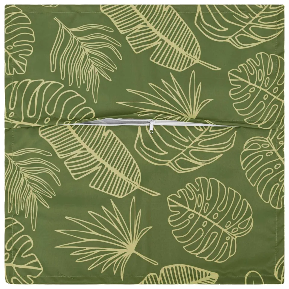 vidaXL Kussensloop 6 st HOUTEN Bladontwerp 65 x 65 cm Polyester groen, foto 4