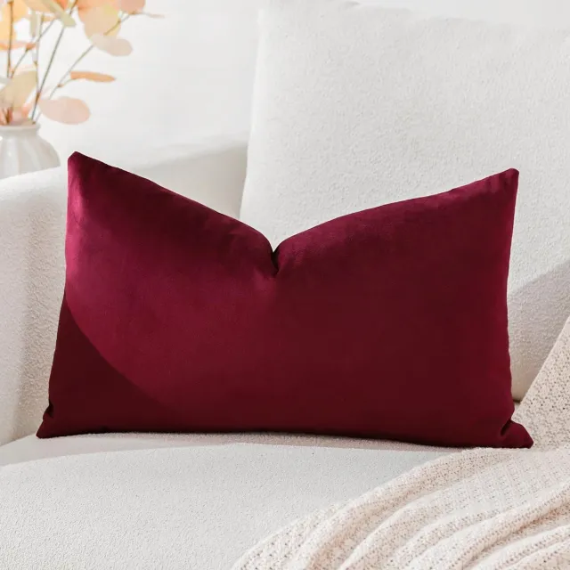 Ibenzoa Zachte Decoratieve Kussensloop Set voor Bank en Slaapkamer - Wijnrood, 40x60cm