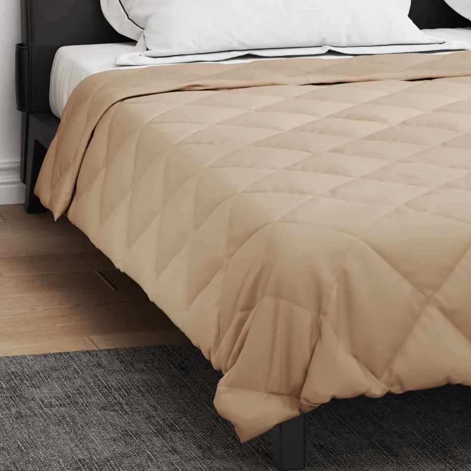 vidaXL Zomer Dekbed 240 x 200 cm 200 gsm Microvezel Taupe, foto 4