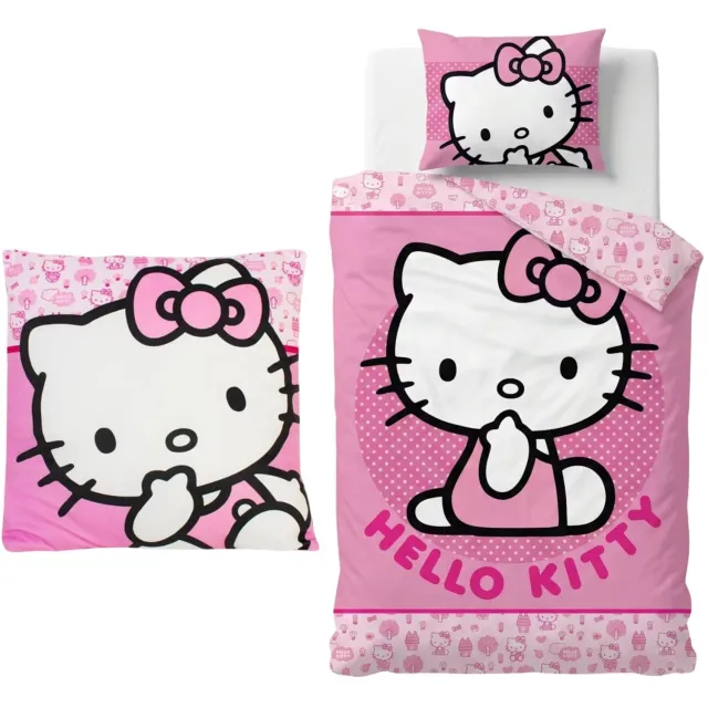 Hello Kitty slaapkamerset; dekbedovertrek en kussen set met kussen